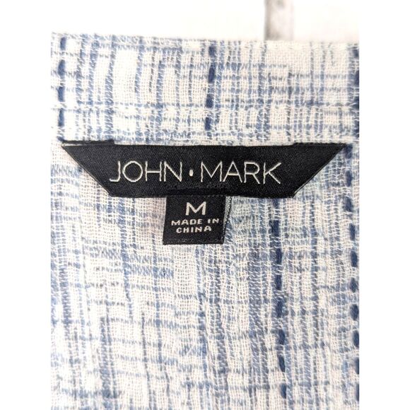 JOHN MARK Embroidered Tasseled "Granny Square" Tunic Boho Cottage Artsy Medium - Picture 7 of 9